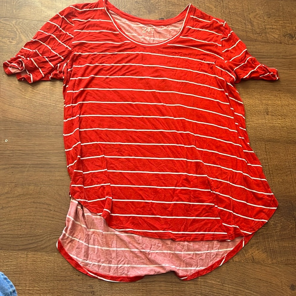 Maurices red and white striped tee